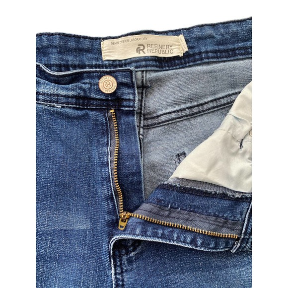 Refinery Republic Sz 34x30 Jeans Mens Denim Distressed Straight Whiskering Dark - Picture 3 of 10